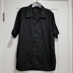 Kenneth Cole Black Linen Button-up Shirt Mens Sz M